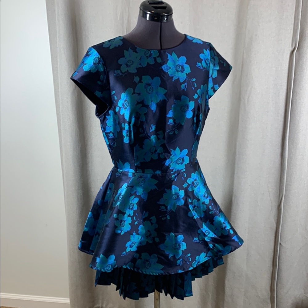 Lulu's Blue Floral Prom Evening Dress